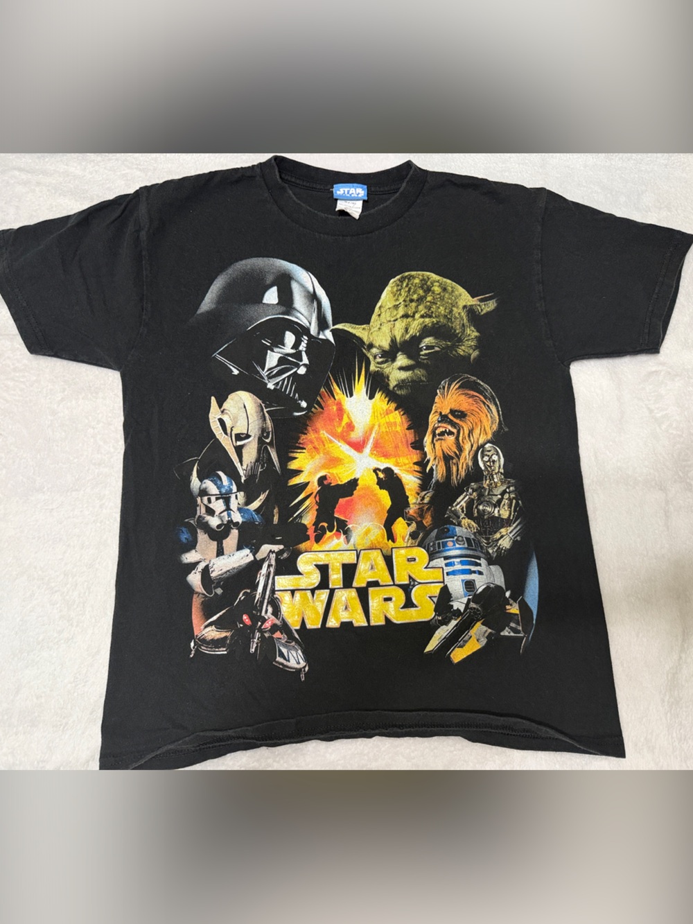 Star Wars Black Graphic Tee with Multicolor Character Print